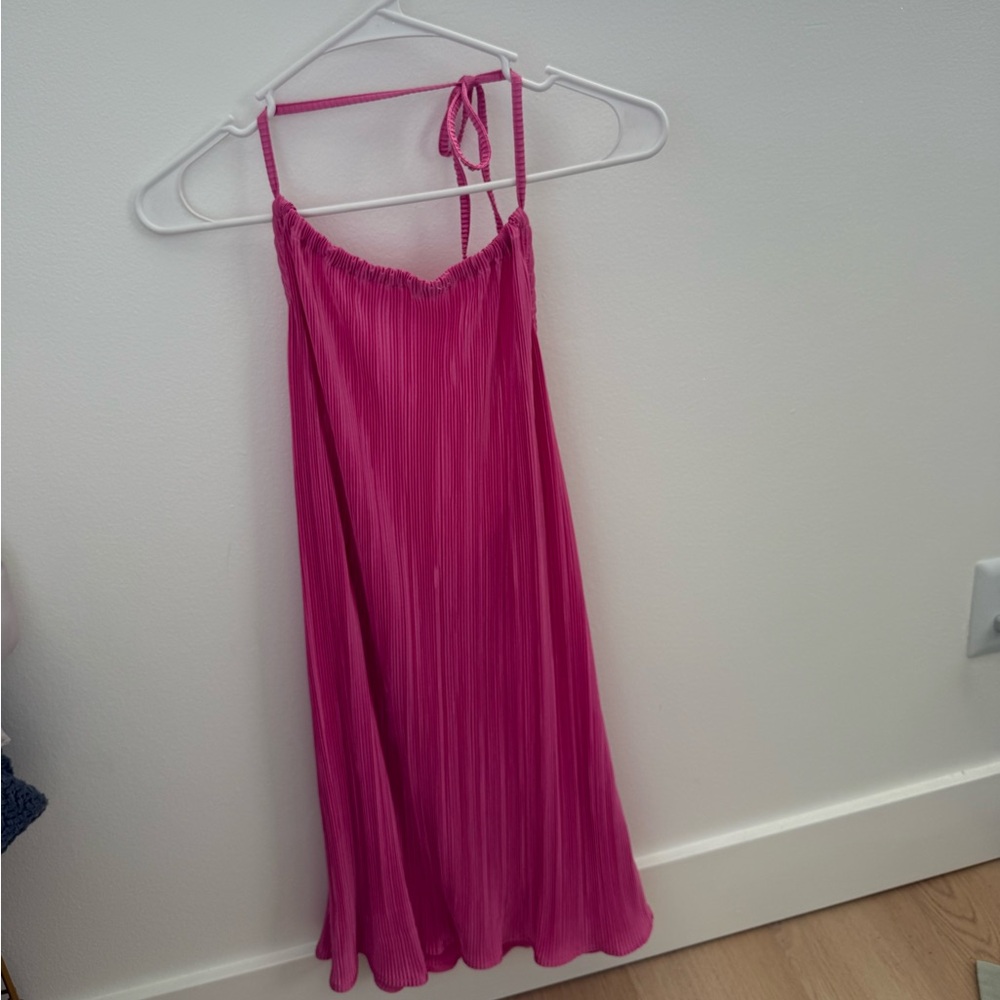 pink halter mini dress size small